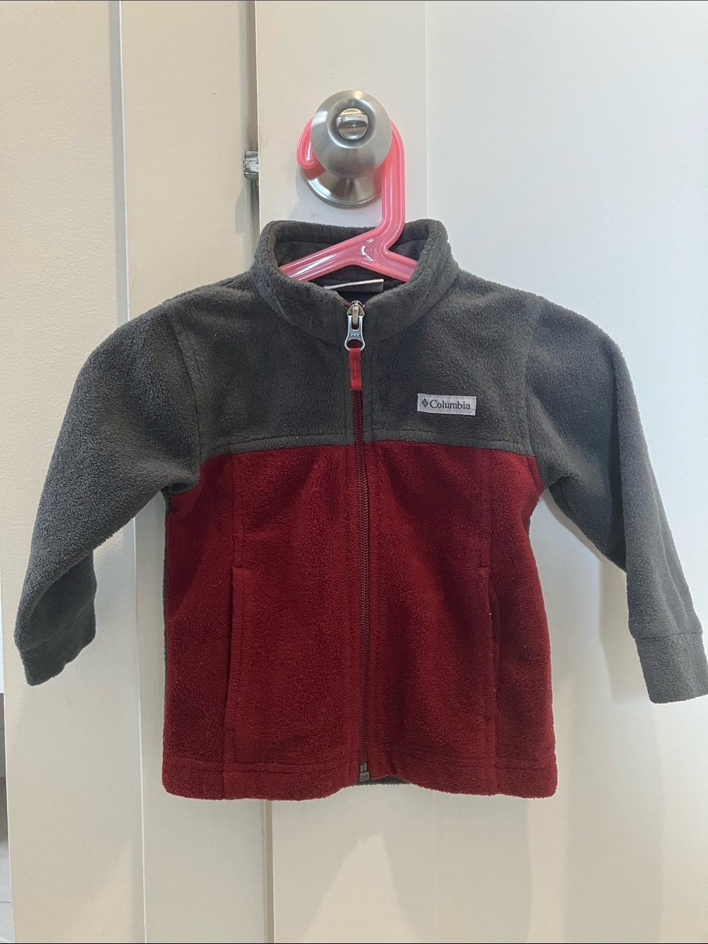 Columbia Kids Two-Tone Fleece Jacket — Gray & Dark Red